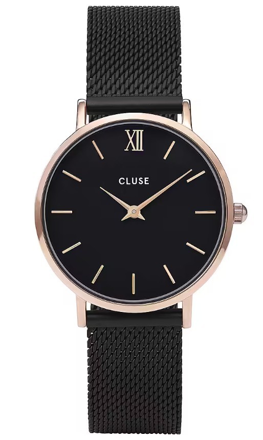CLUSE MINUIT MESH BLACK, ROSE GOLD COLOUR - CLUSE