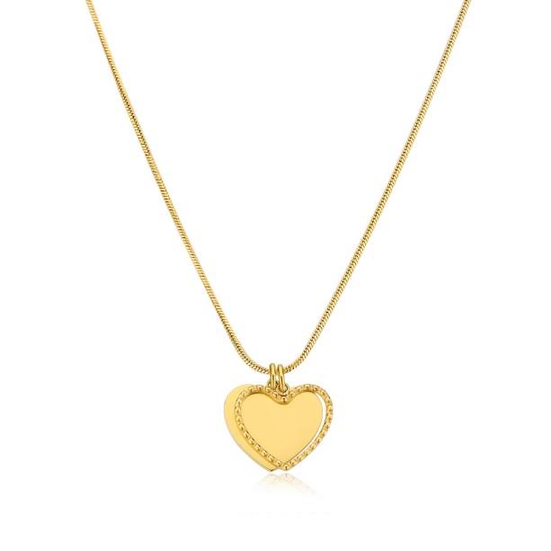 COLLANA MESSAGE IN ACCIAIO, PVD ORO E CUORI - S