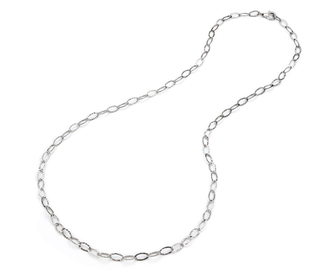 COLLANA MAGLIA OVALE MARTELLATA CM 90 - GIOVANNI RASPINI