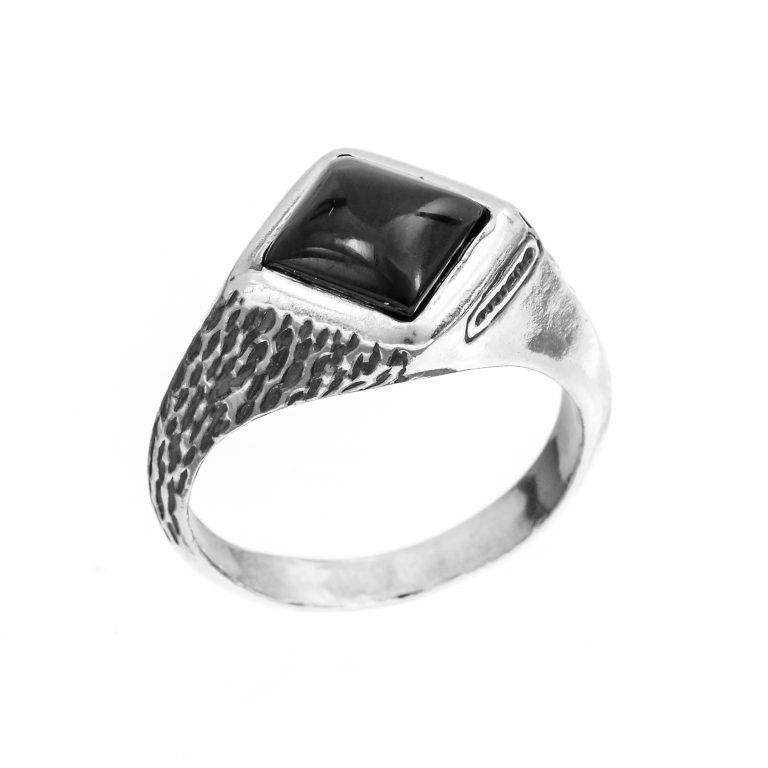 URBAN &ndash; ANELLO UOMO IN ARGENTO NATURALE E PIETRA VERDE - ATHENA 