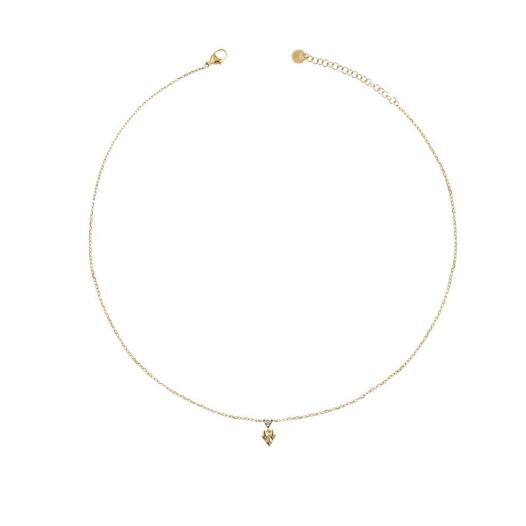 GIROCOLLO MINI CUORE MATTO E BORCHIE PLACCATURA ORO GIALLO - RUE DES MILLE