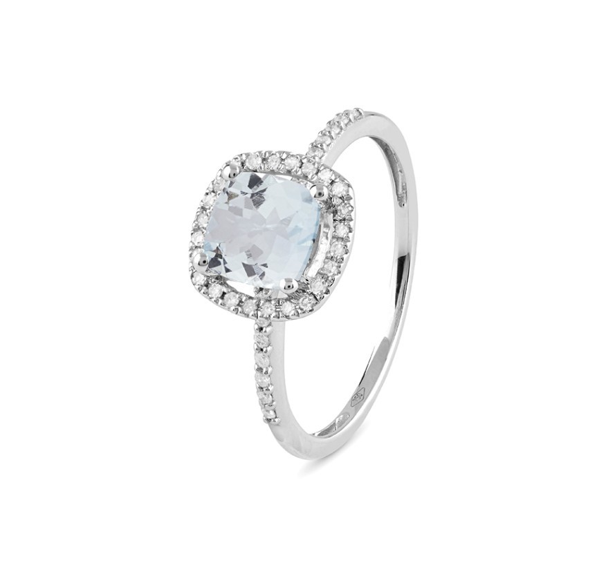 ANELLO ACQUAMARINA E DIAMANTI - BLISS