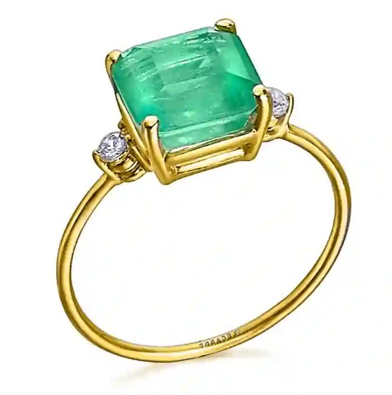 ANILLO BIC CUARZO VERDE 8X8 - LE CARRE