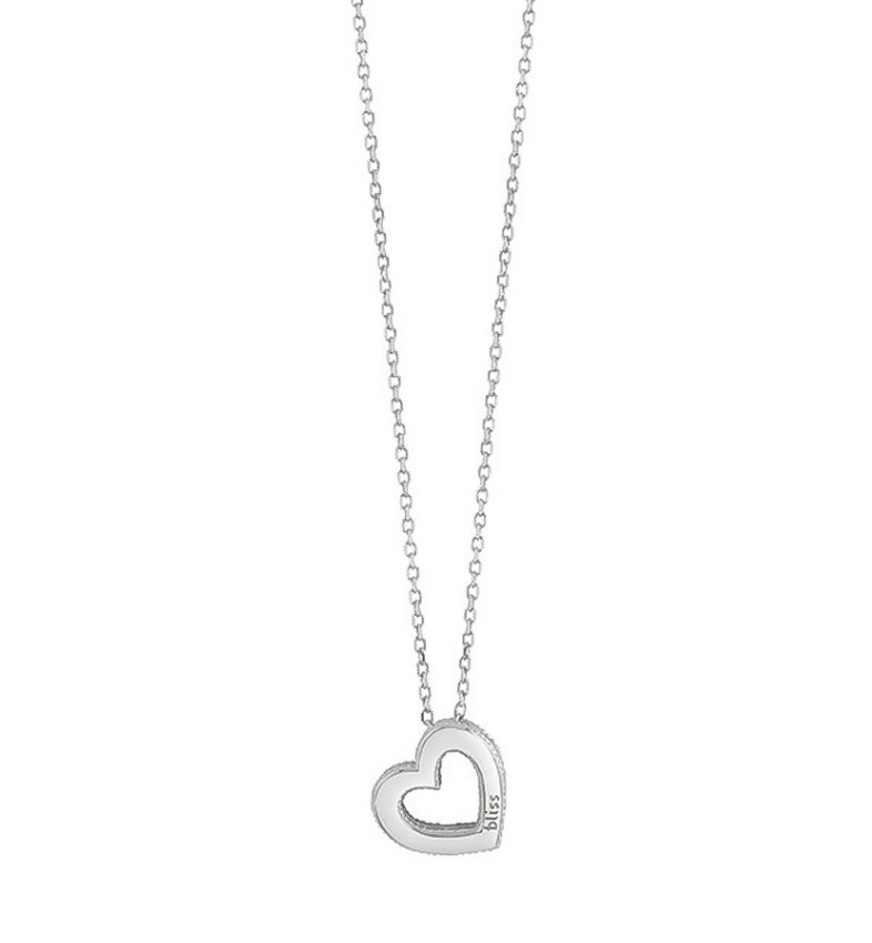 COLLIERINO ORO BIANCO E DIAMANTE 9KT- CUORE - BLISS