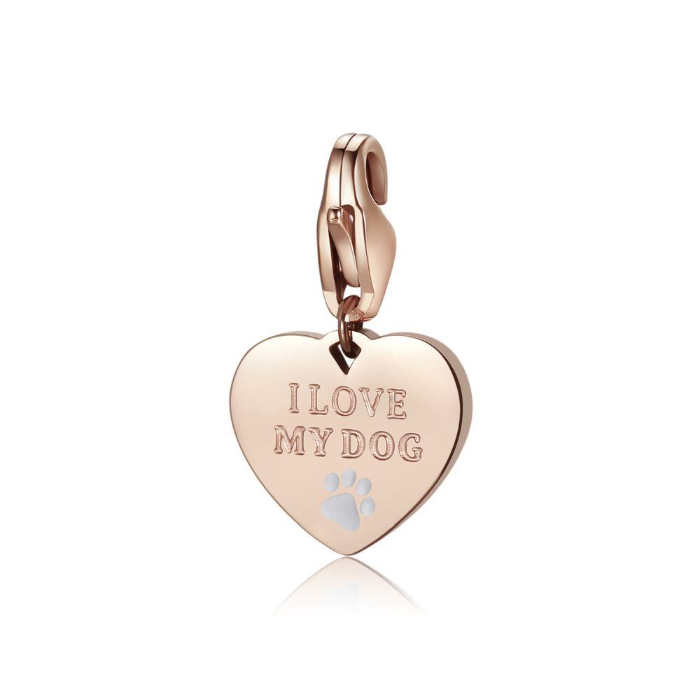 CHARM CUORE ROS&Egrave; "I LOVE MY DOG" - S