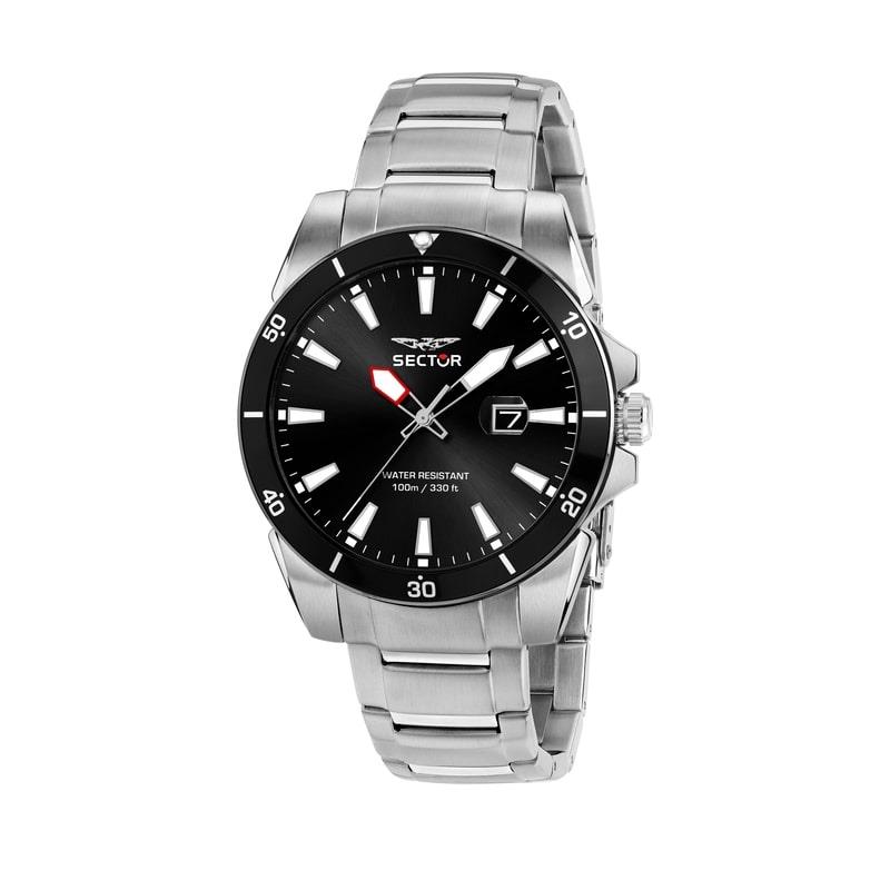 450 41MM 3H BLACK DIAL BR SS - SECTOR
