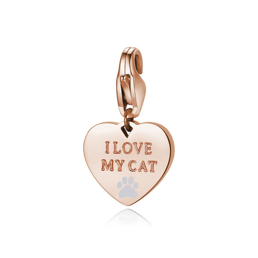 CHARM CUORE ROS&Egrave; "I LOVE MY CAT" - S