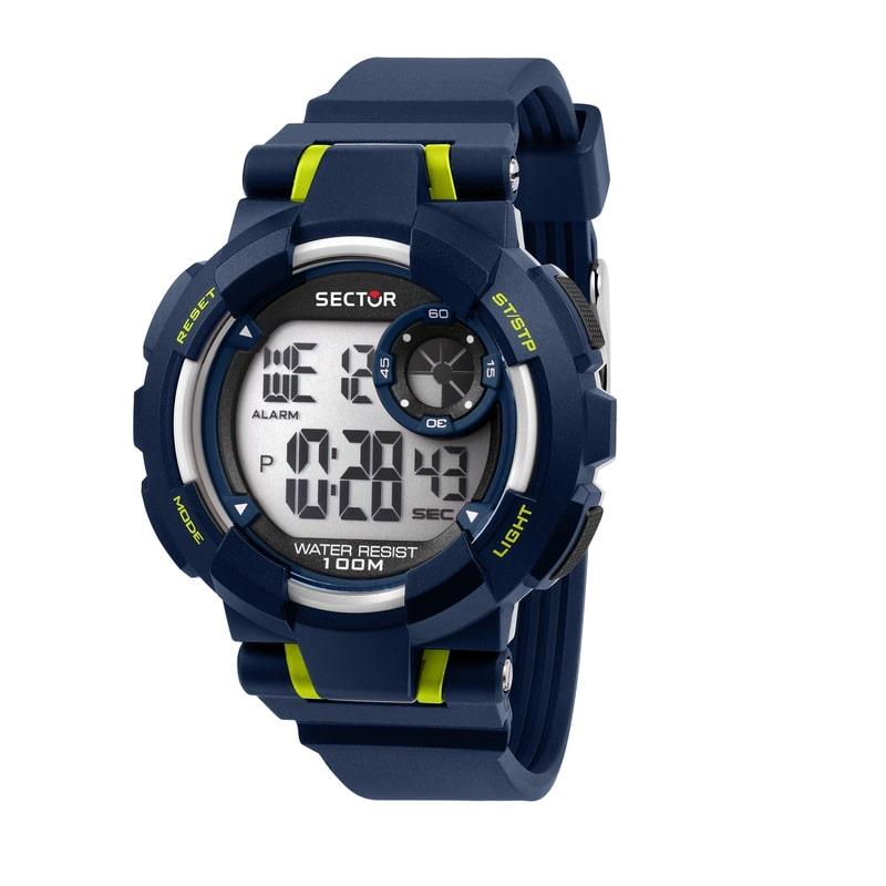 EX-36 45MM DIGITAL BLUE PU STRAP - SECTOR