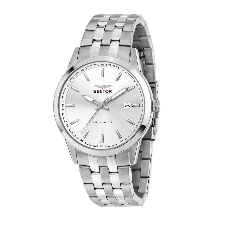 660 41MM 3H WHITE SILVER DIAL BR SS - SECTOR