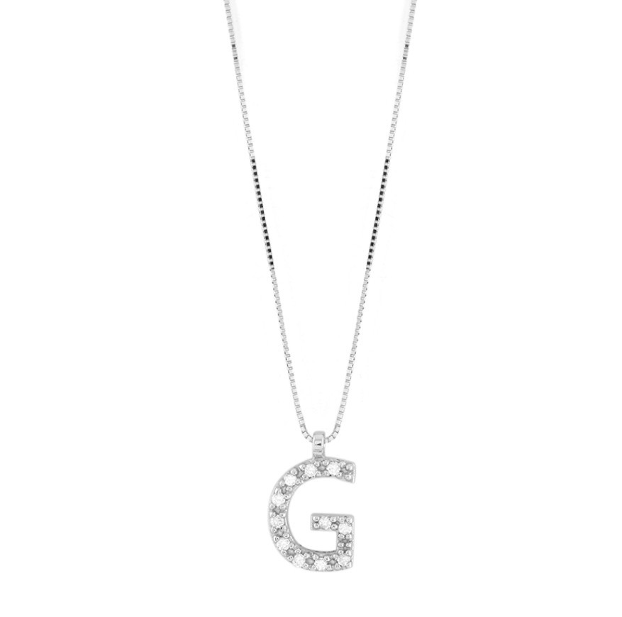 COLLANA ORO BIANCO CON DIAMANTI LETTERA G - BLISS
