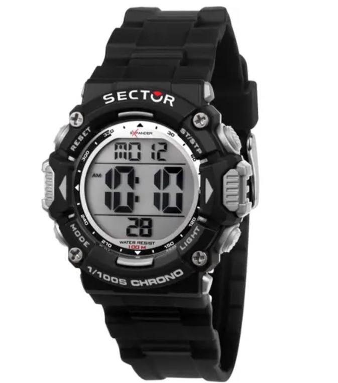 EX-32 40MM DIGITAL BLACK PU STRAP - SECTOR