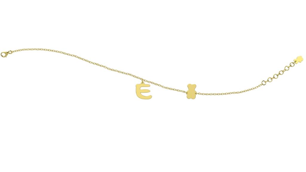 BRACCIALE PERSONALIZZABILE CON INIZIALE E ORSETTO IN ORO - NANAN