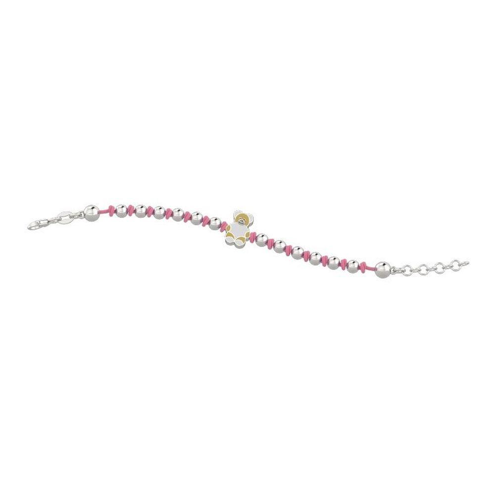 BRACCIALE LACCIO ROSA CON BOLAS ARGENTO - NANAN