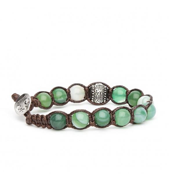 BRACCIALE TAMASHII RUOTA DELLA PREGHIERA AGATA VERDE STRIATA - TAMASHII