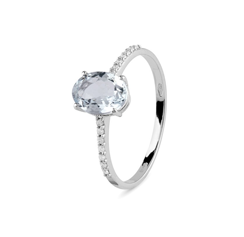 ANELLO ACQUAMARINA E DIAMANTI - BLISS