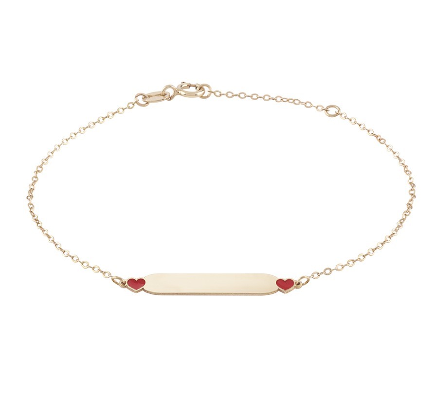 BRACCIALE ORO GIALLO 9 KT E SMALTO - 2 CUORI - BLISS