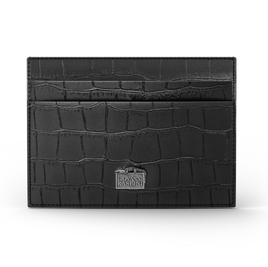 PORTACARTE PELLE CROCO NERA - GIOVANNI RASPINI