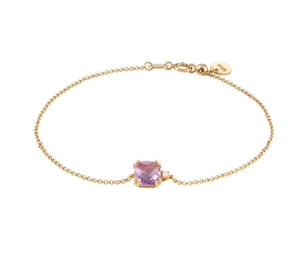 BRACCIALE OG 9KT AMETISTA E DIAMANTE - BLISS