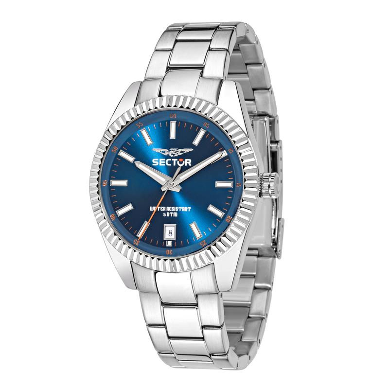 240 41MM 3H BLUE DIAL BRACELET SS CASE - SECTOR